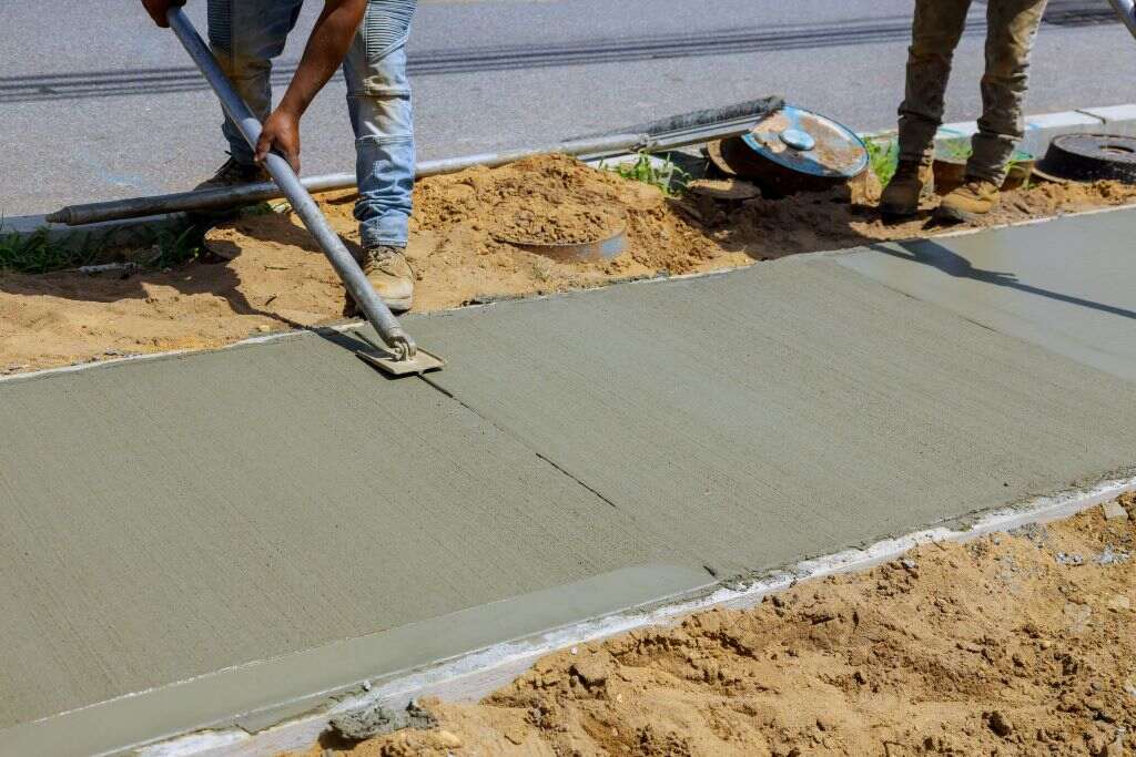 Concrete sidewalk with smooth surface and straight edges